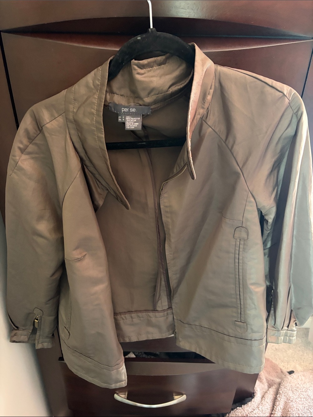 Per Se Olive Utility Jacket in Khaki Green